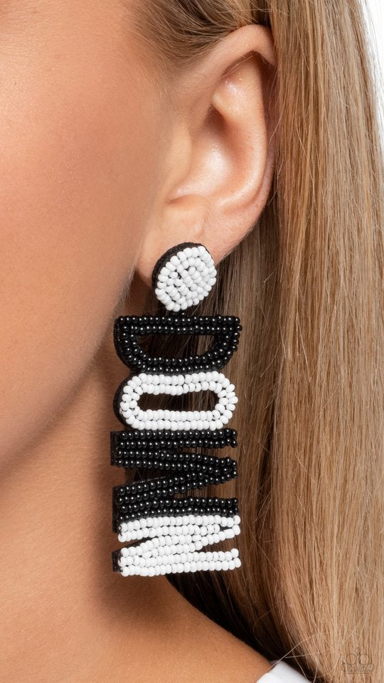 Touchdown Texture - Black earrings-(max 1 pair per order)