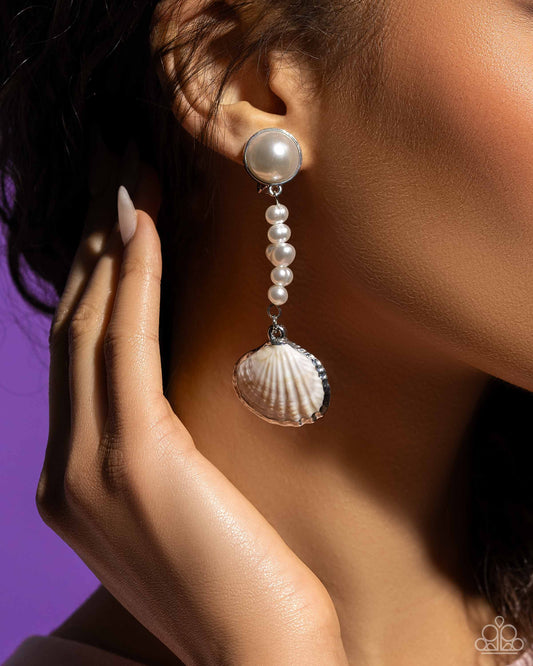 Oceanic Occasion - White clip on earrings