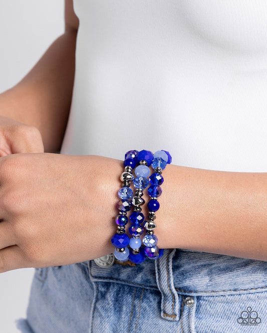 Stack of GLASS - Blue bracelets