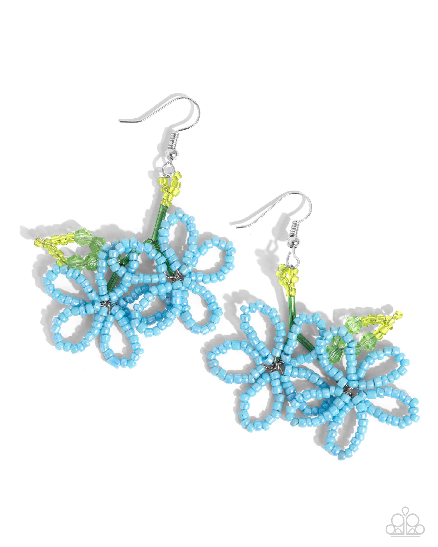 Beaded Blooms - Blue earrings