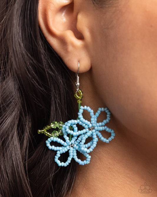 Beaded Blooms - Blue earrings