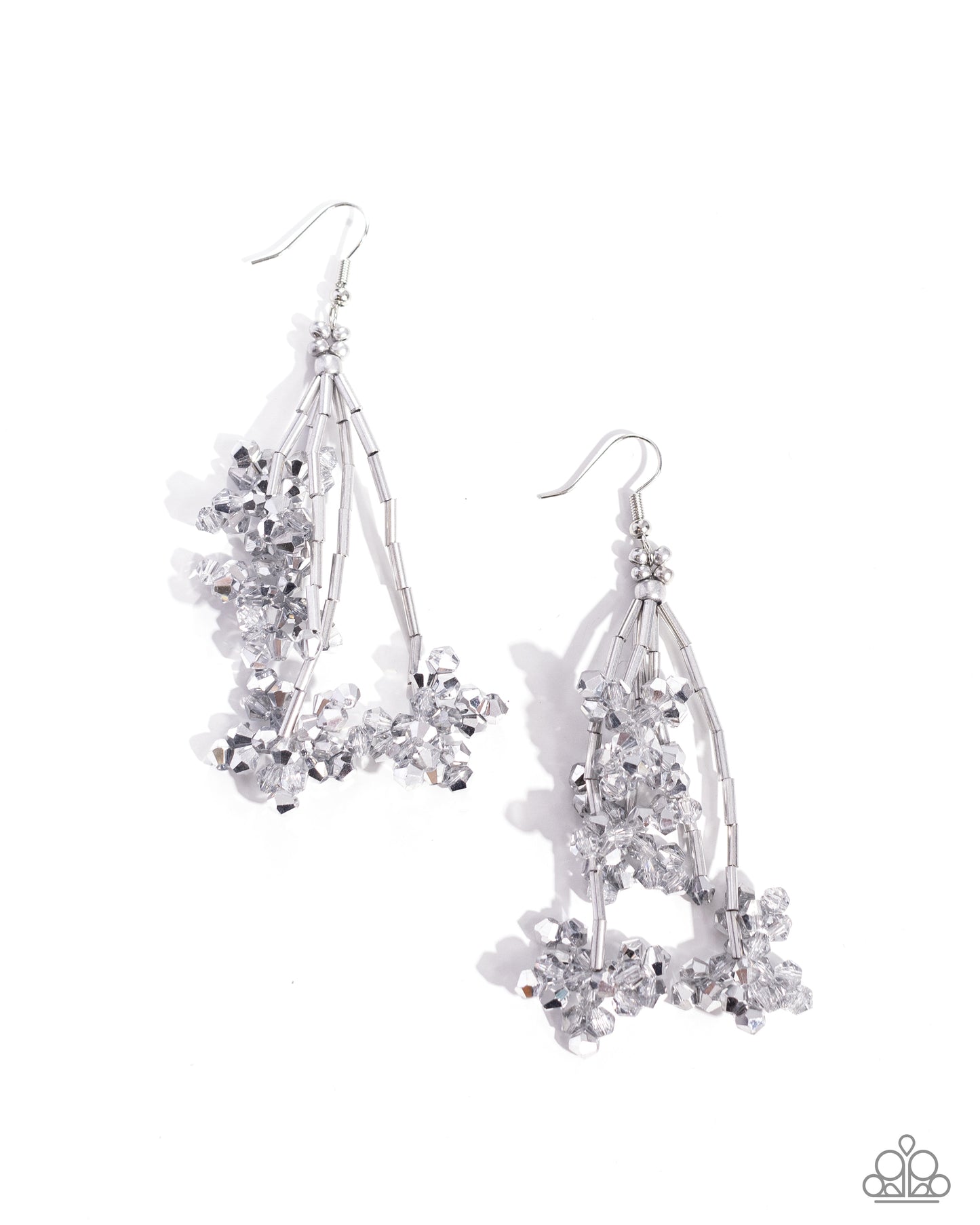 Petaled Precipitation - Silver earrings