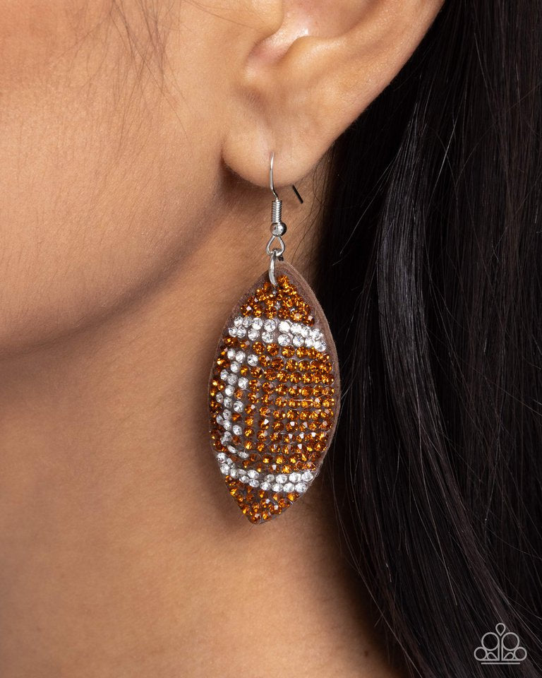 Thrilling Touchdown - Brown earrings- (Max 3 per order).