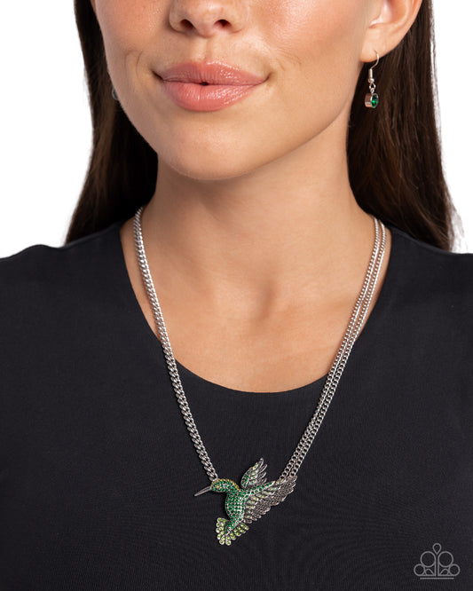 Hummingbird Headline - Green necklace (max 2 per order)