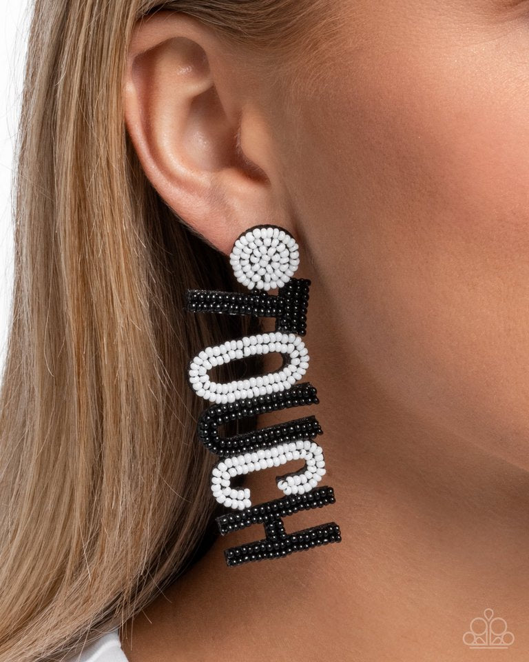 Touchdown Texture - Black earrings-(max 1 pair per order)