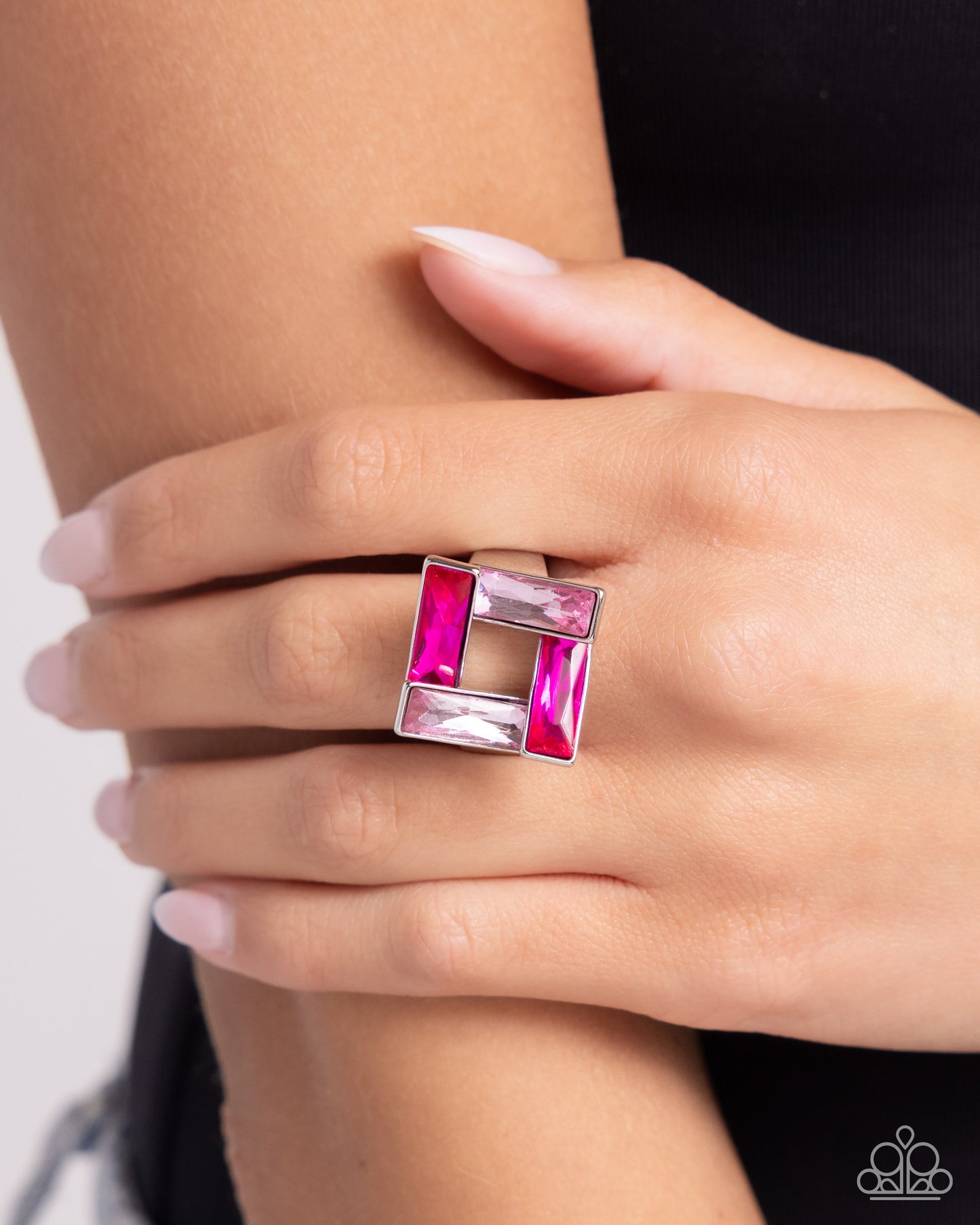 Sinuous Square - Pink ring -(2 per order)