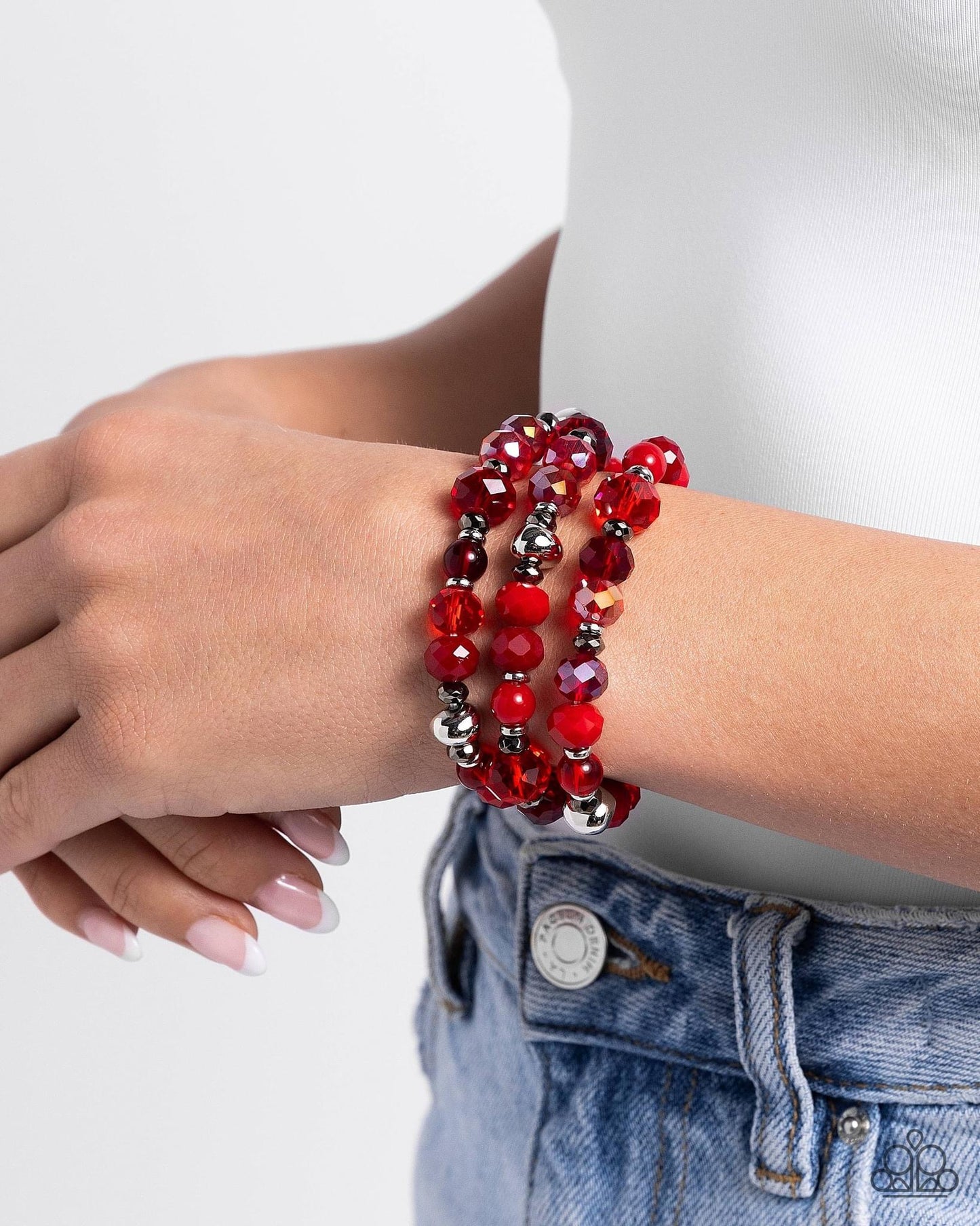 Stack of GLASS - Red bracelet-(max 2 per order)