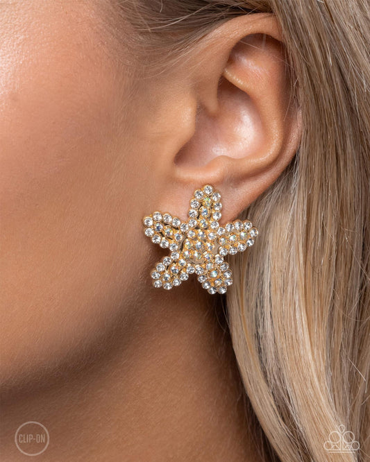 Starfish Serenade gold earrings  -clip on