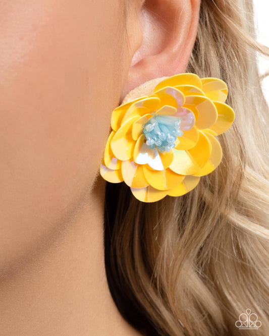 Floating Florals - Yellow earrings