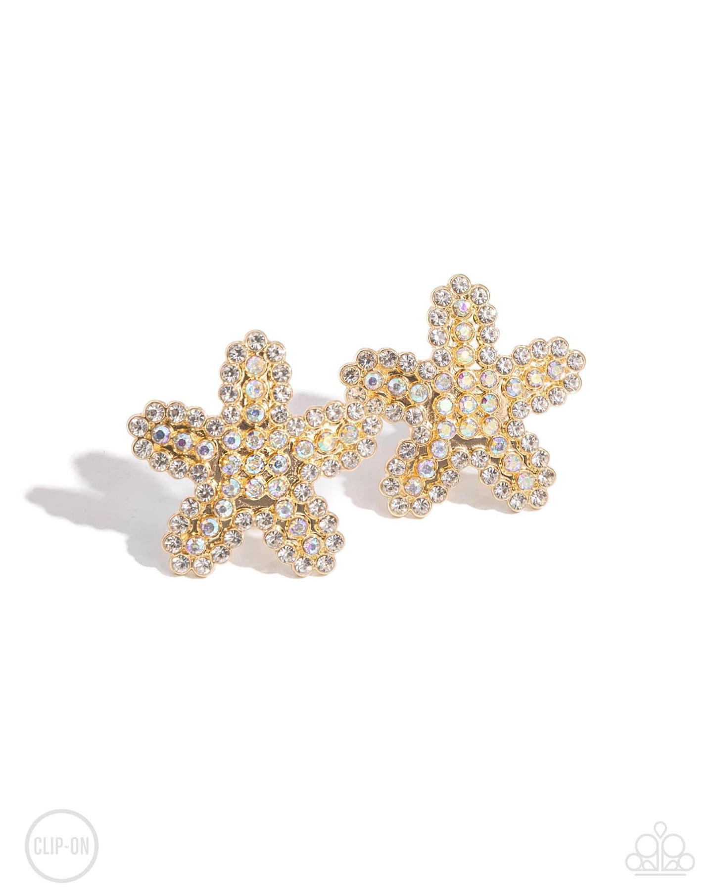 Starfish Serenade gold earrings  -clip on