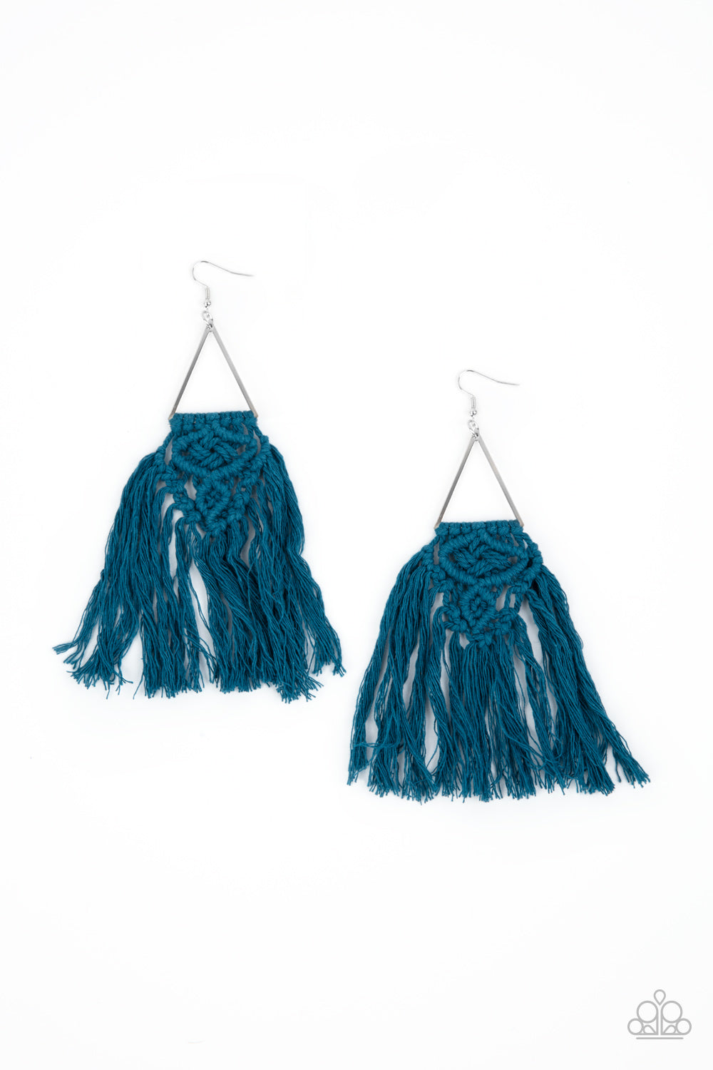 Modern day macrame- Blue earrings