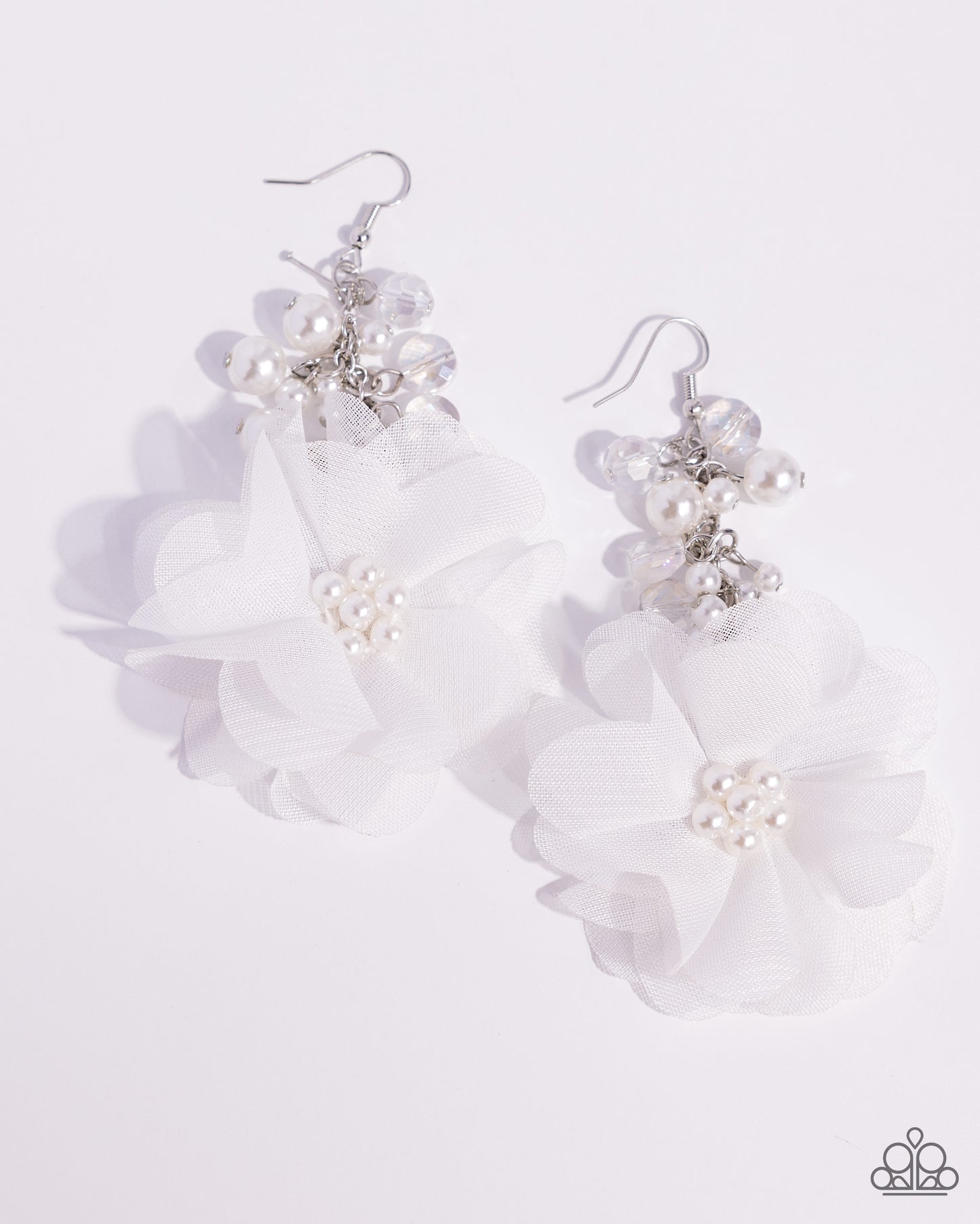 Fashionable Flower Girl - White earrings