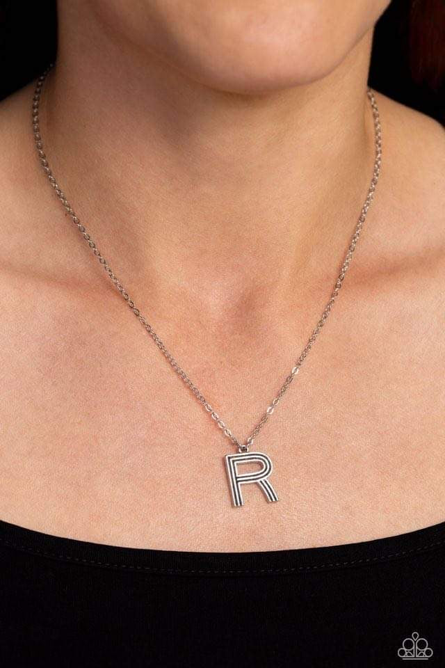 silver “R” necklace