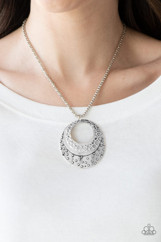 Texture Trio - Silver necklace-Vintage