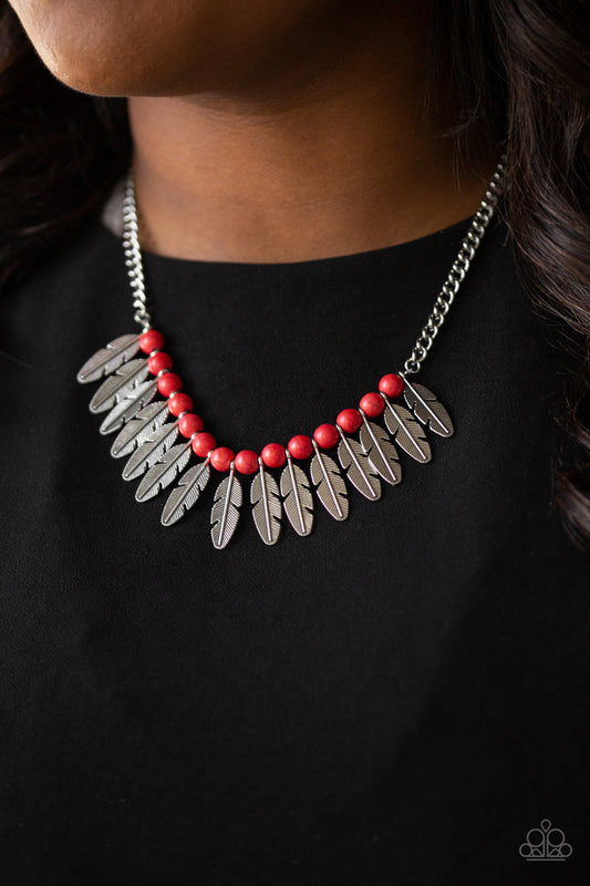 Desert Plumes - Red necklace-Vintage