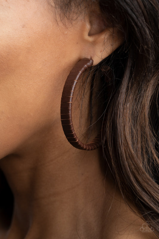 Leather-Clad Legend - Brown earrings