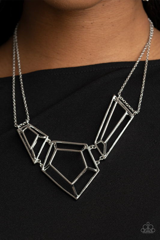 3-D Drama - Silver necklace