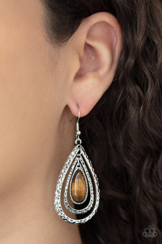 Teardrop Torrent - Brown earrings