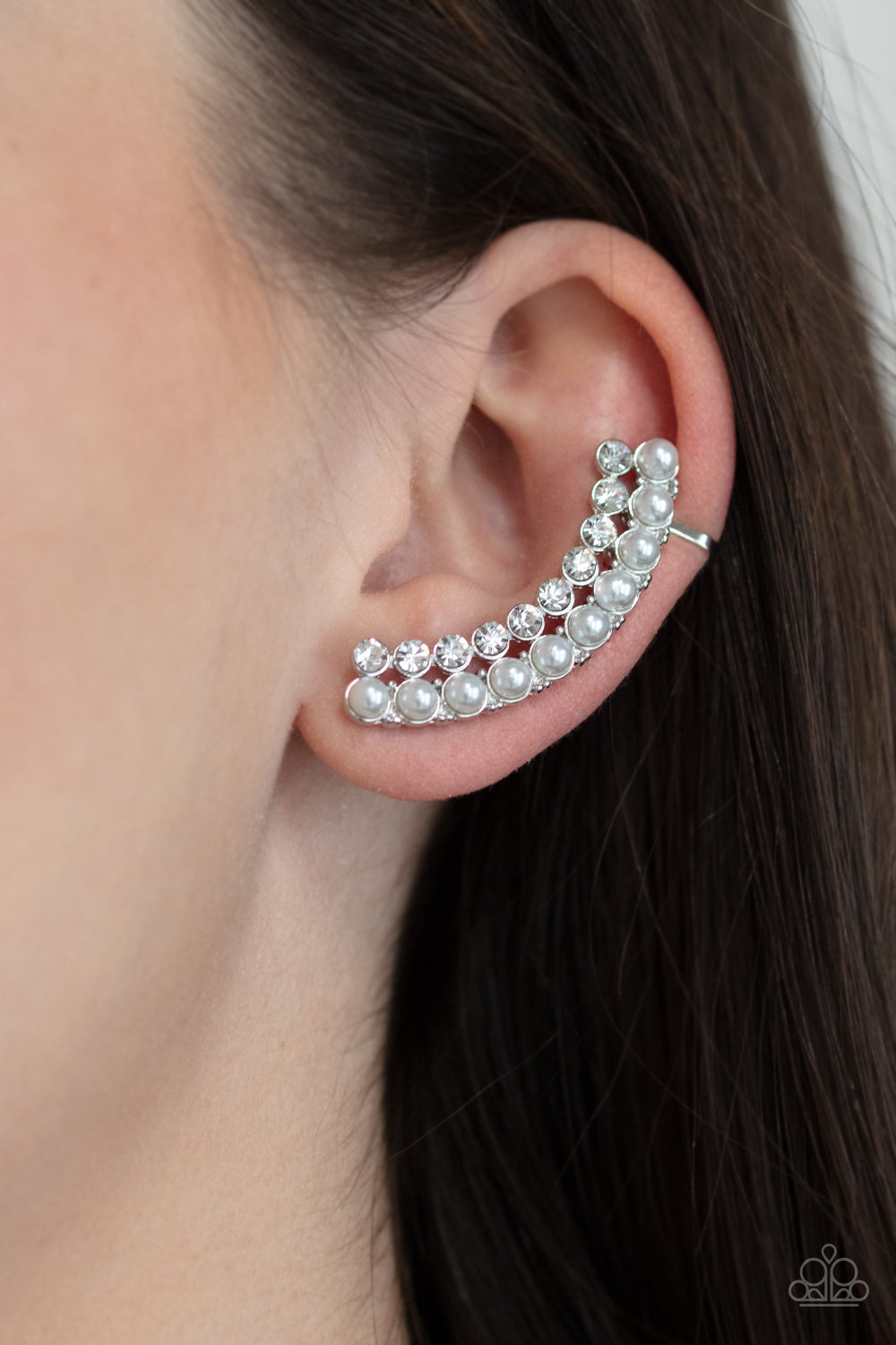 Doubled Down On Dazzle - White earrings