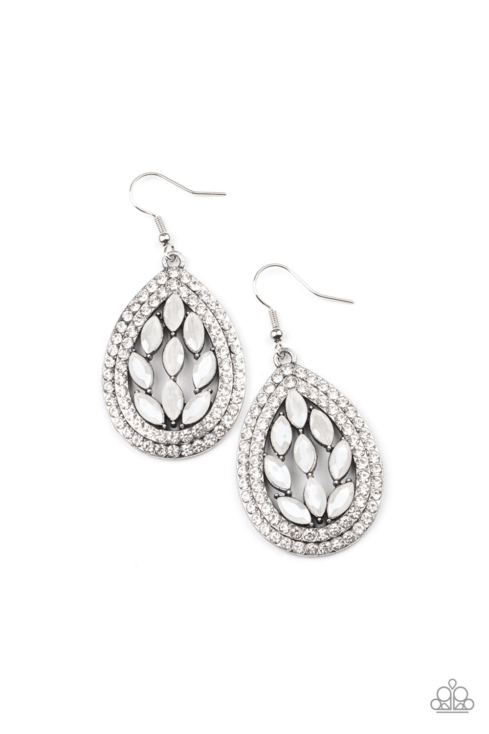 Encased Elegance - White earrings