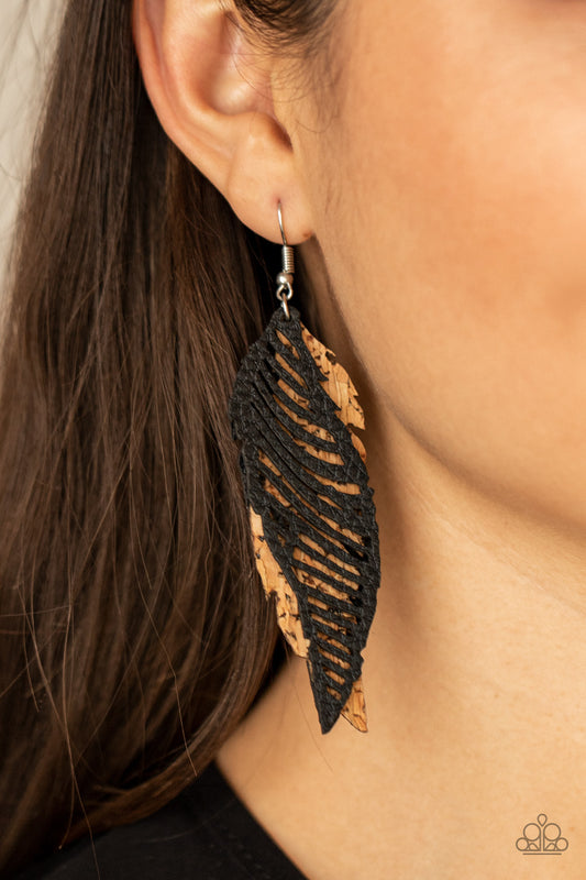 WINGING Off The Hook - Black earrings