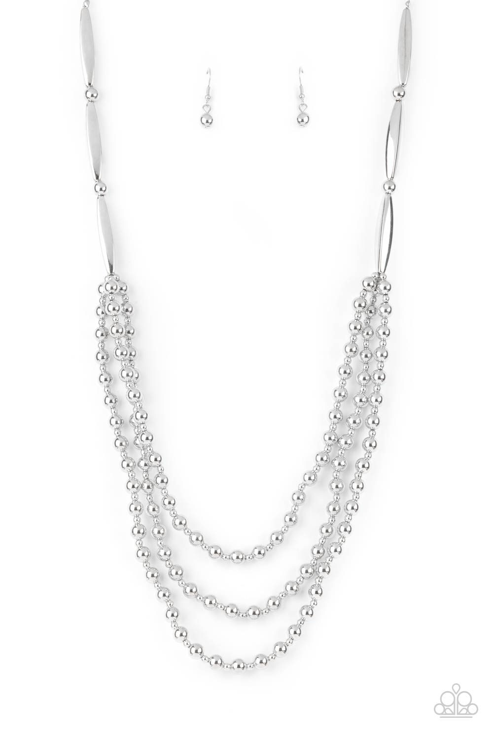 Beaded Beacon - Silver necklace