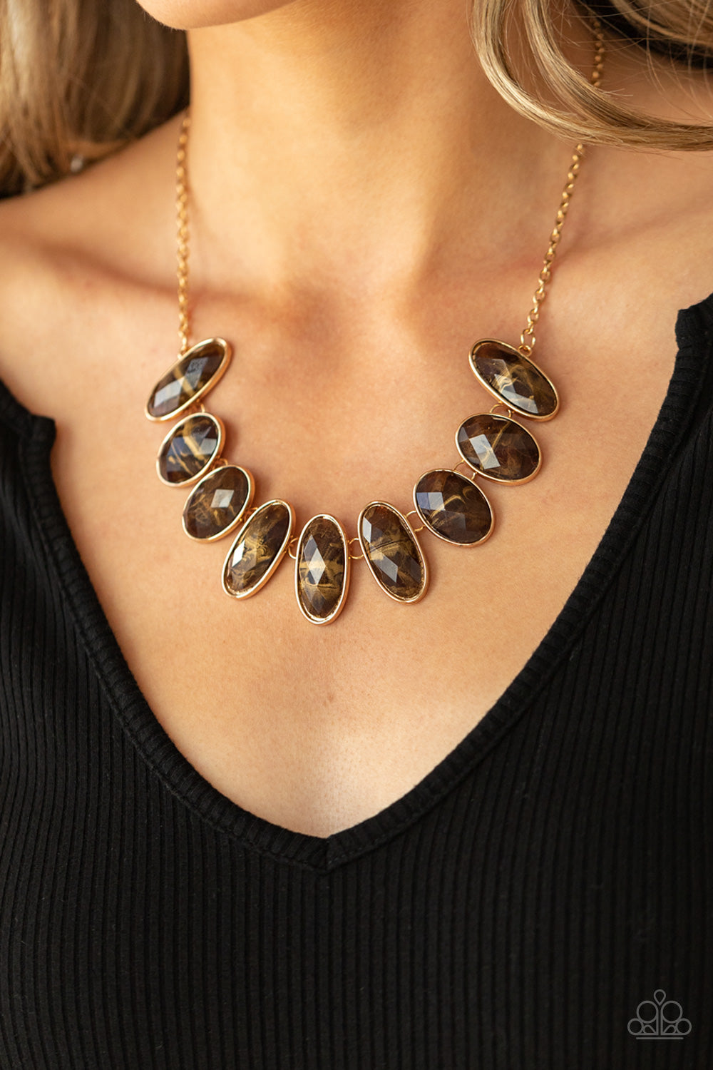 Elliptical Episode - Brown necklace