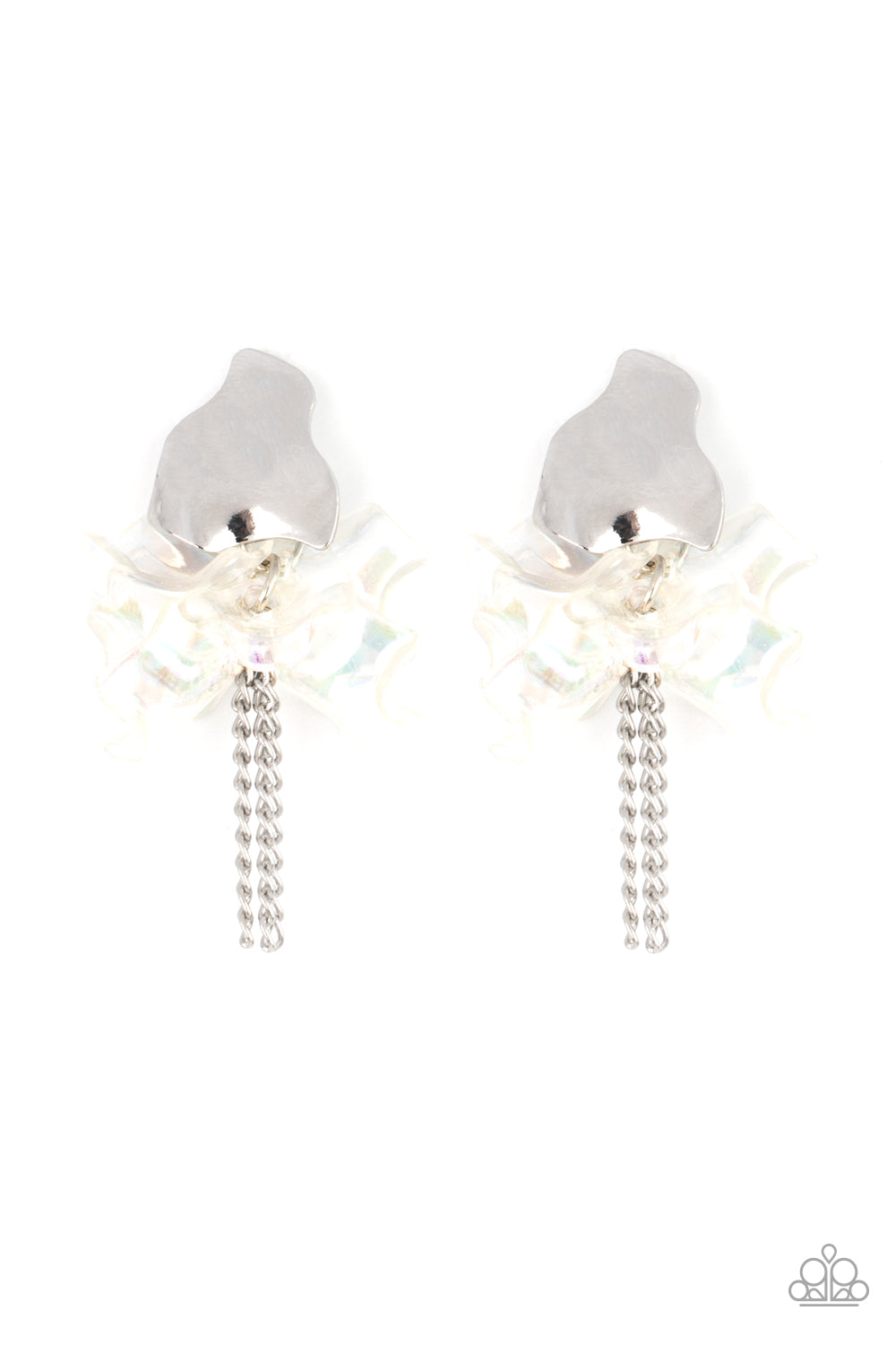 Harmonically Holographic - White earrings