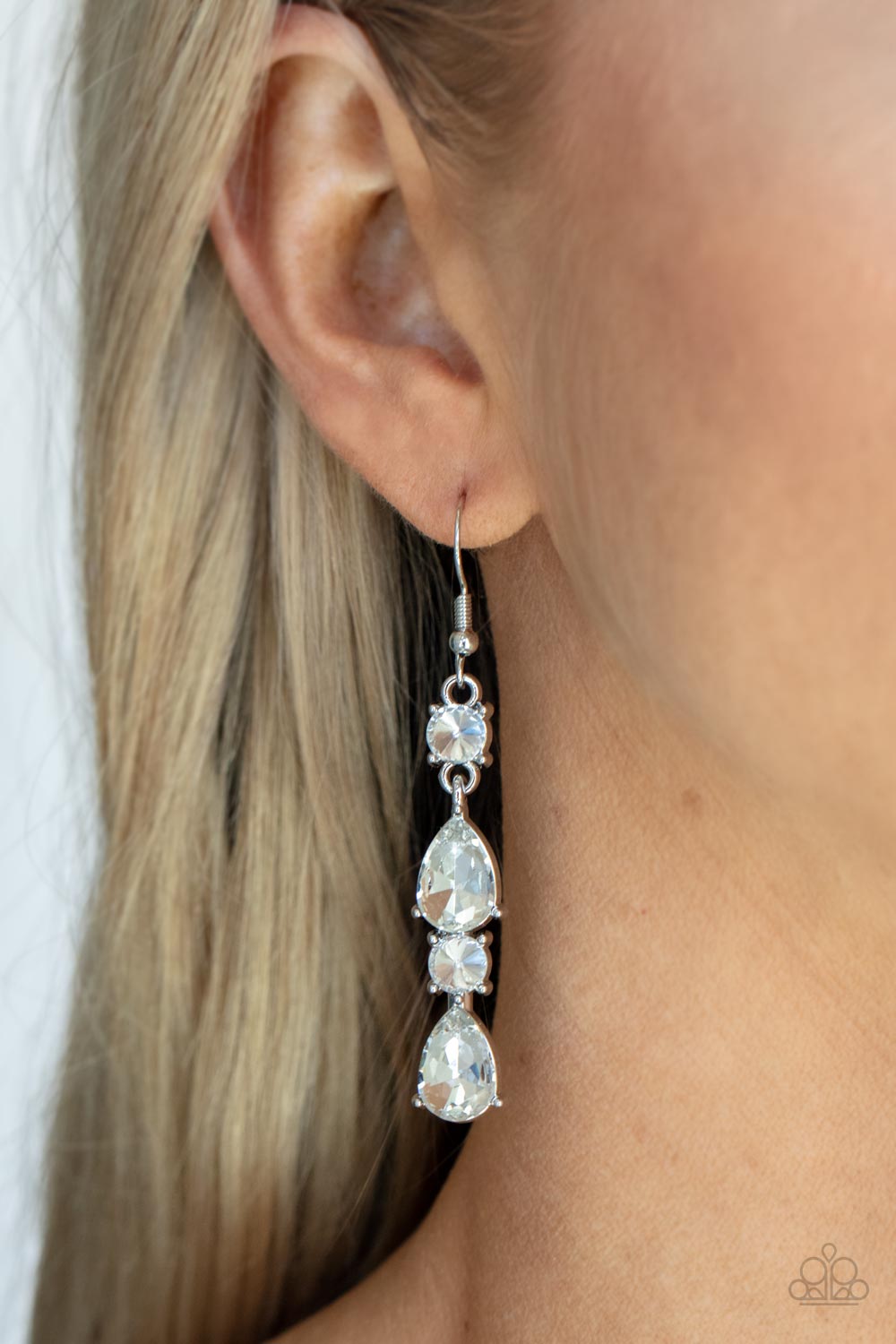 Raise Your Glass to Glamorous - White  earrings