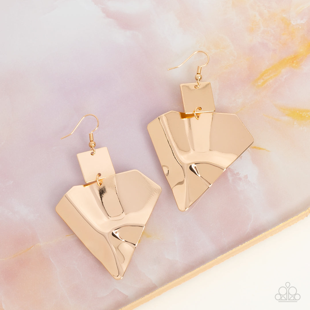 Deceivingly Deco - Gold earrings