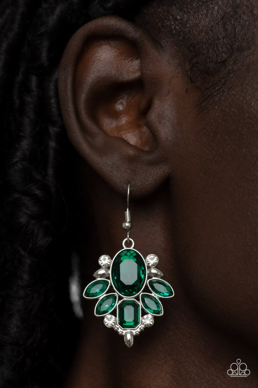 Glitzy Go-Getter - Green earrings