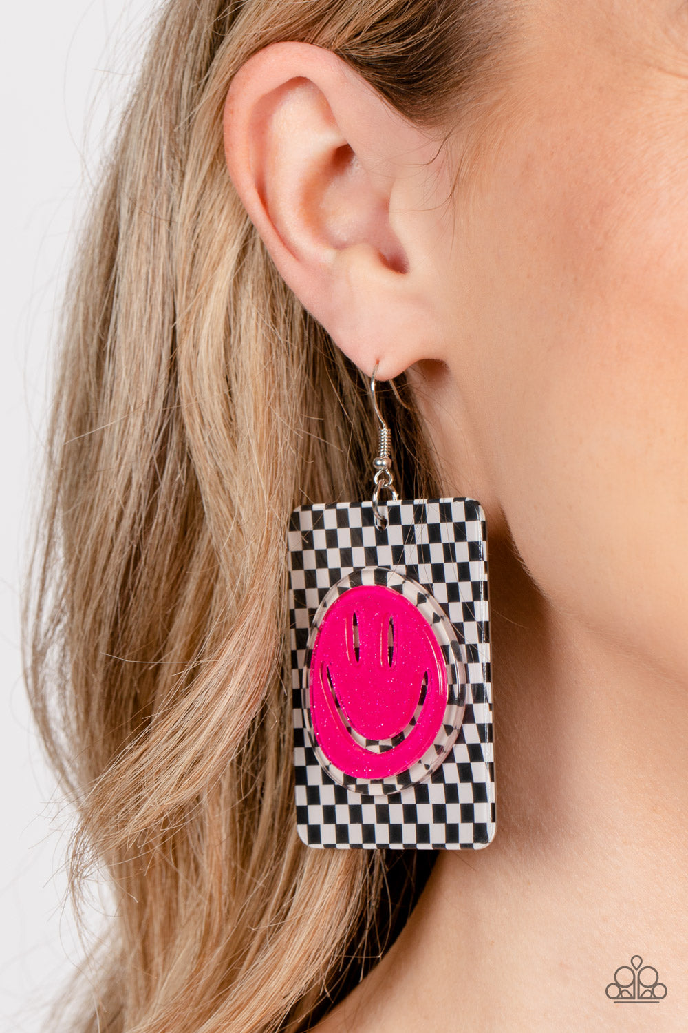 Cheeky Checkerboard - Pink earrings EMP exclusive