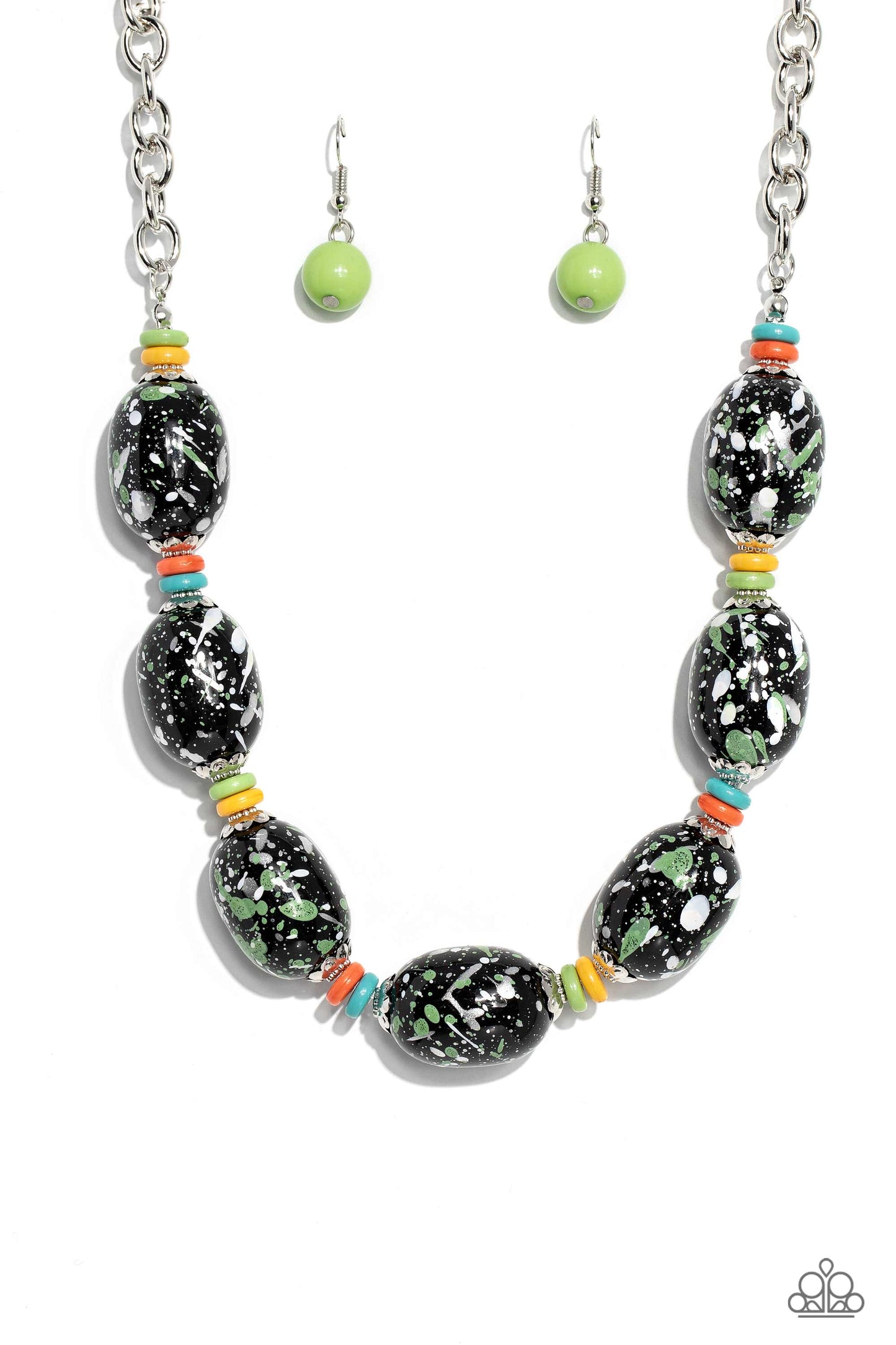 No Laughing SPLATTER - Green necklace