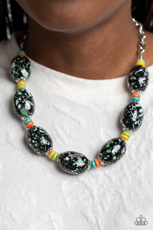 No Laughing SPLATTER - Green necklace