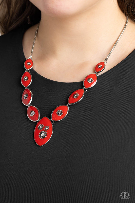 Pressed Flowers - Red necklace