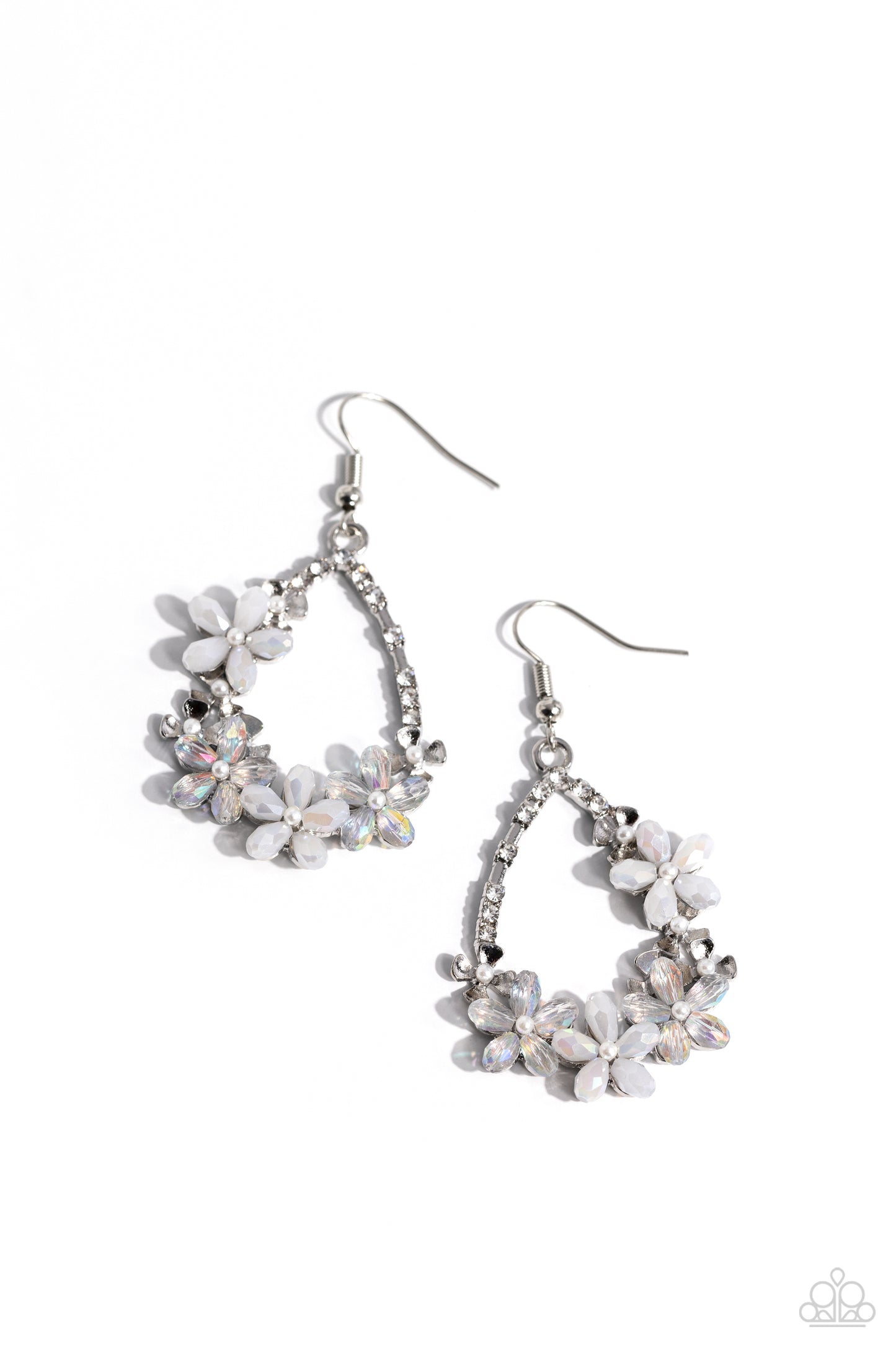 Boisterous Blooms - White earrings