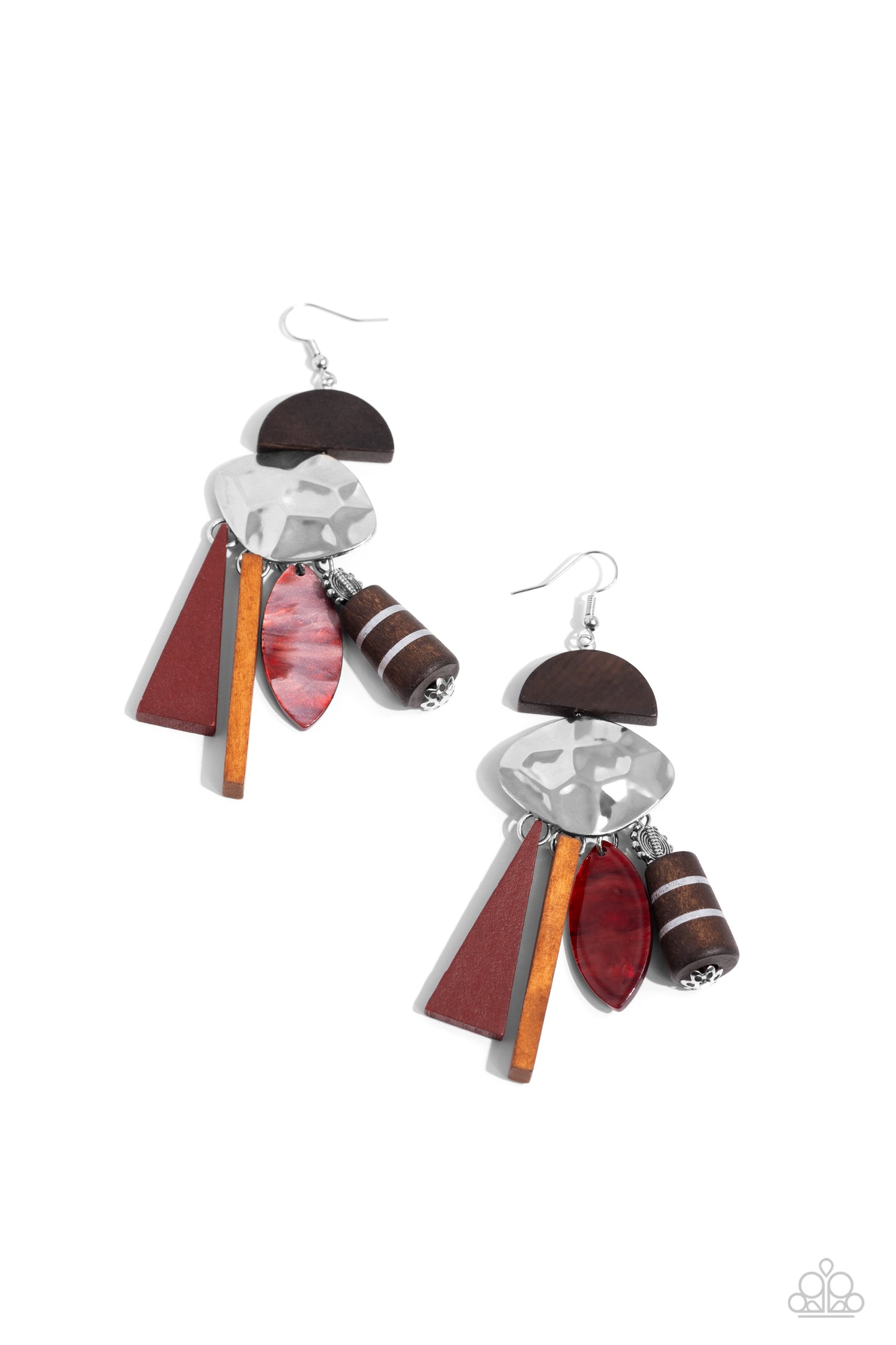 Textured Talisman - Red earrings