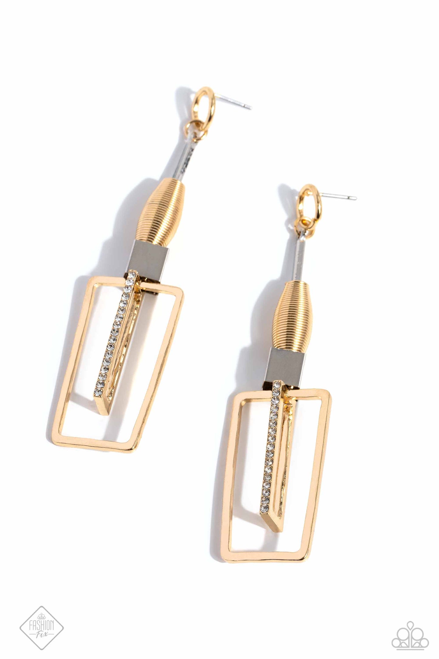 Clear the SQUARE - Gold earrings