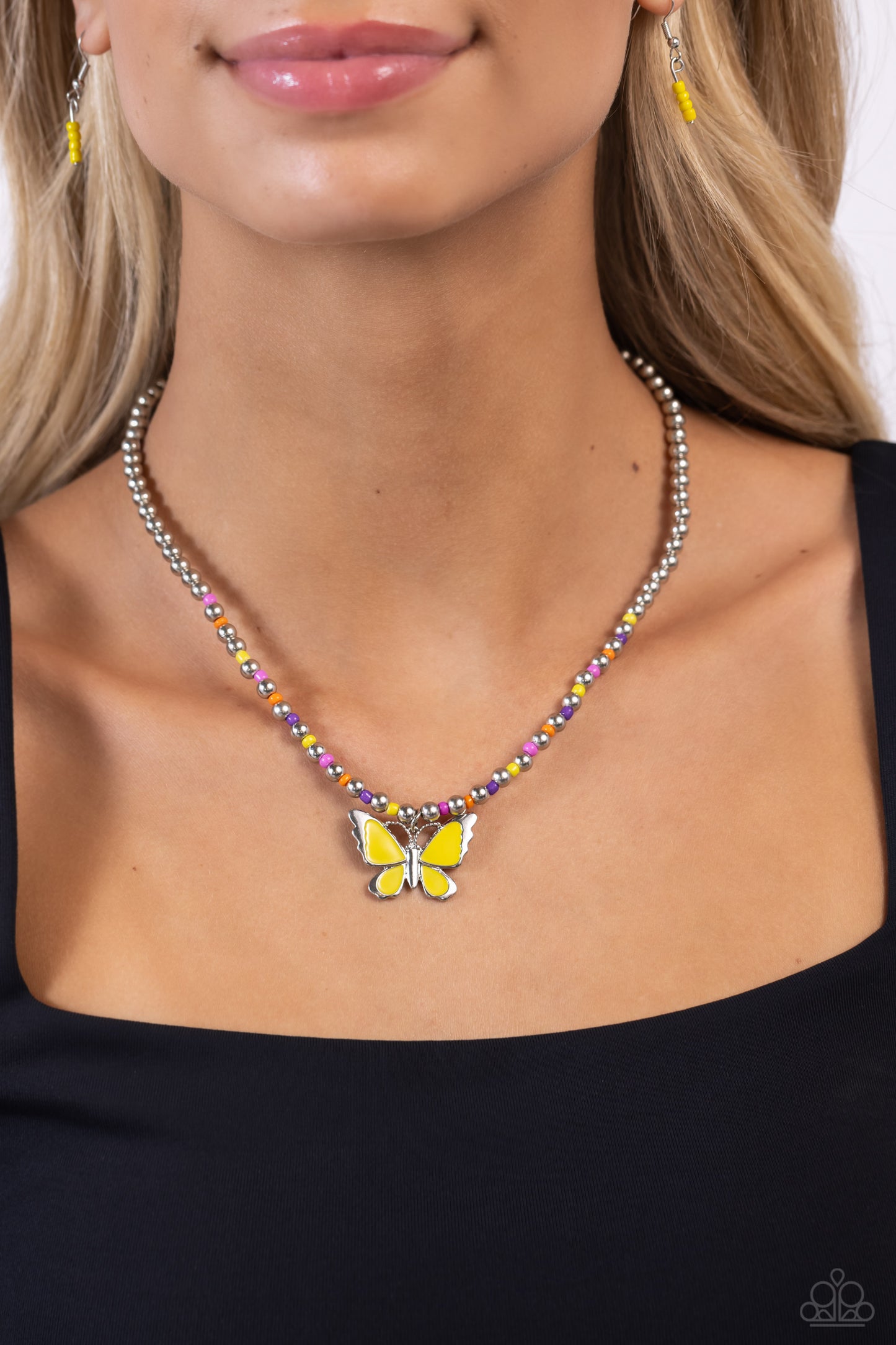 Vibrant Flutter - Yellow necklace