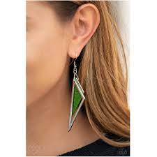 Evolutionary Edge - Green Acrylic Earrings vintage