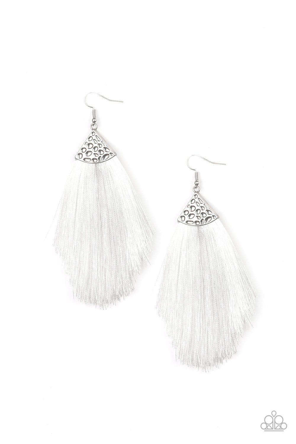 Tassel Tempo - White Earrings