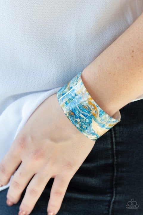 Marbled Mystique Blue Multi  Acrylic Cuff Bracelet