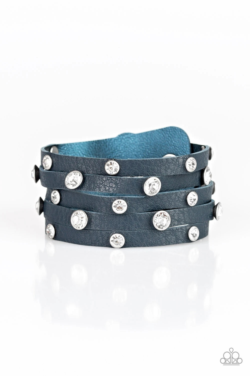 Rhinestone Reputation - Blue Leather Bracelet