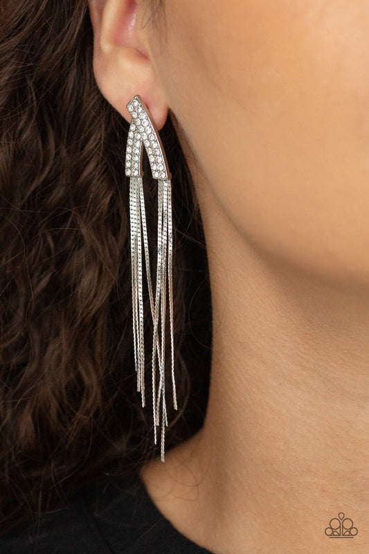 It Takes Two To TASSEL - White earrings