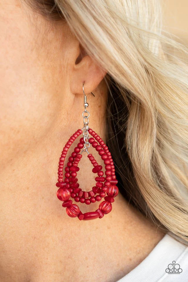 Earring ~ Prana Party - Red